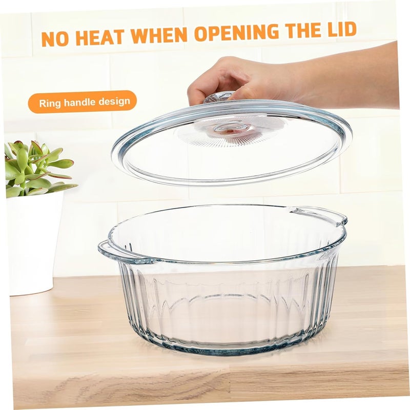 Glass Casserole Clear Pots for Cooking Clear Simmer Pot for Stove Baking Dishes for Oven Big Pots for Cooking Serving Bowls with Lids Glass Pot High Borosilicate Glass Transparent - Image 4