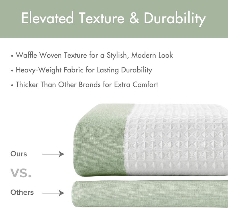 madison park Shower Curtain Spa Waffle Weave Extra Long Shower Curtain for Bathroom 3M Scotchgard Moisture Management, Spa Quality Modern Shower Curtains for Bathroom, Extra Long 72"x84" Sage Green - Image 5