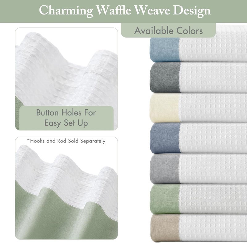 madison park Shower Curtain Spa Waffle Weave Extra Long Shower Curtain for Bathroom 3M Scotchgard Moisture Management, Spa Quality Modern Shower Curtains for Bathroom, Extra Long 72"x84" Sage Green - Image 3