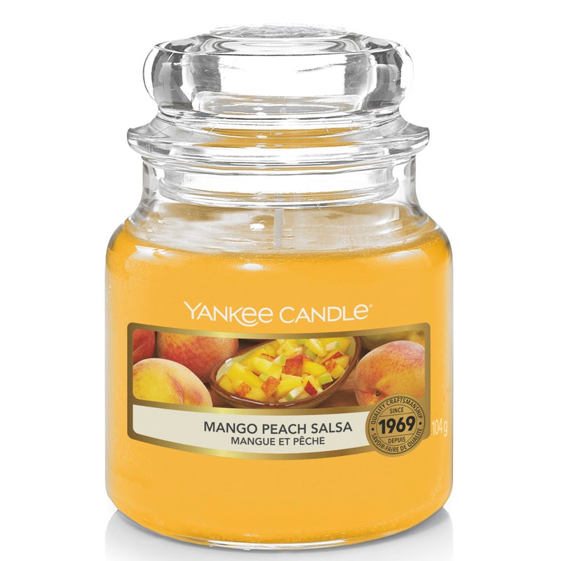 Yankee Candle Scented Candle Mango Peach Salsa Small Jar Candle Burn Time Up to 30 Hours