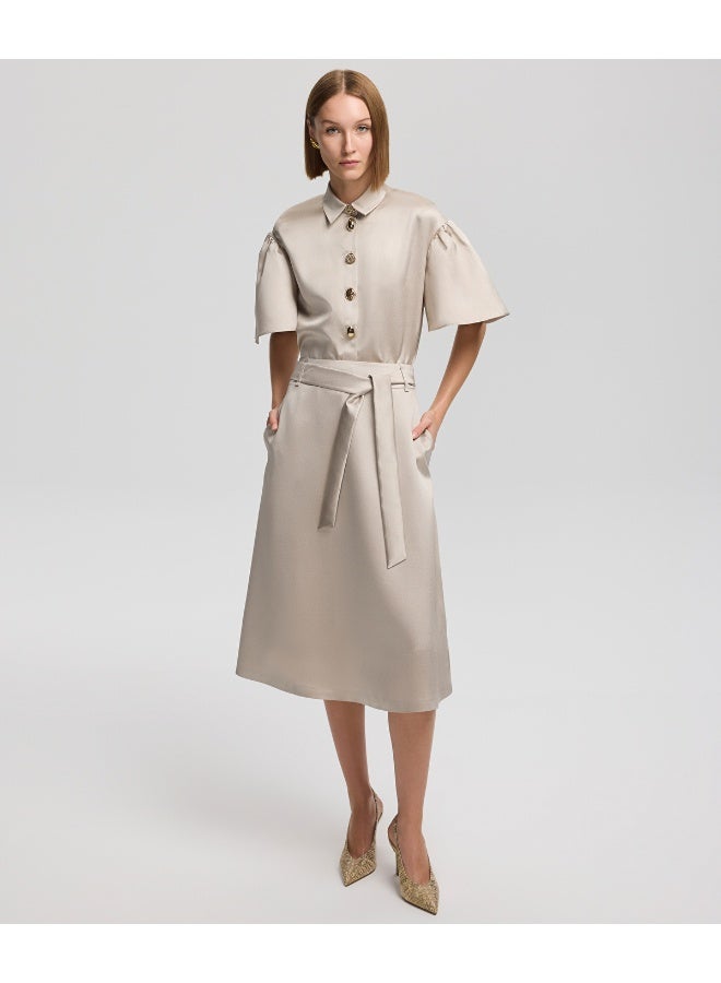 ابيكول تنورة ساتان بحزام - Image 1