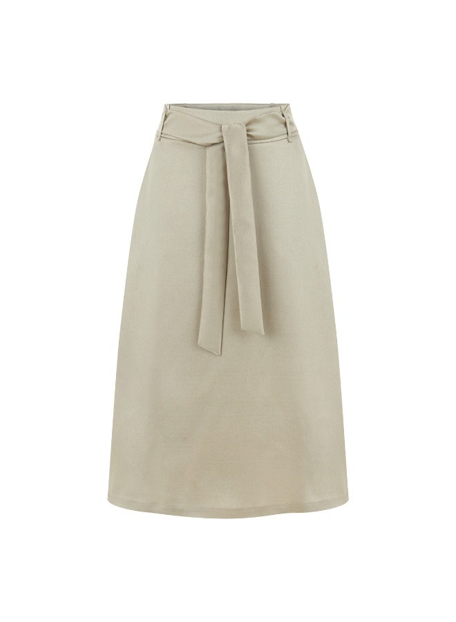 ابيكول تنورة ساتان بحزام - Image 4