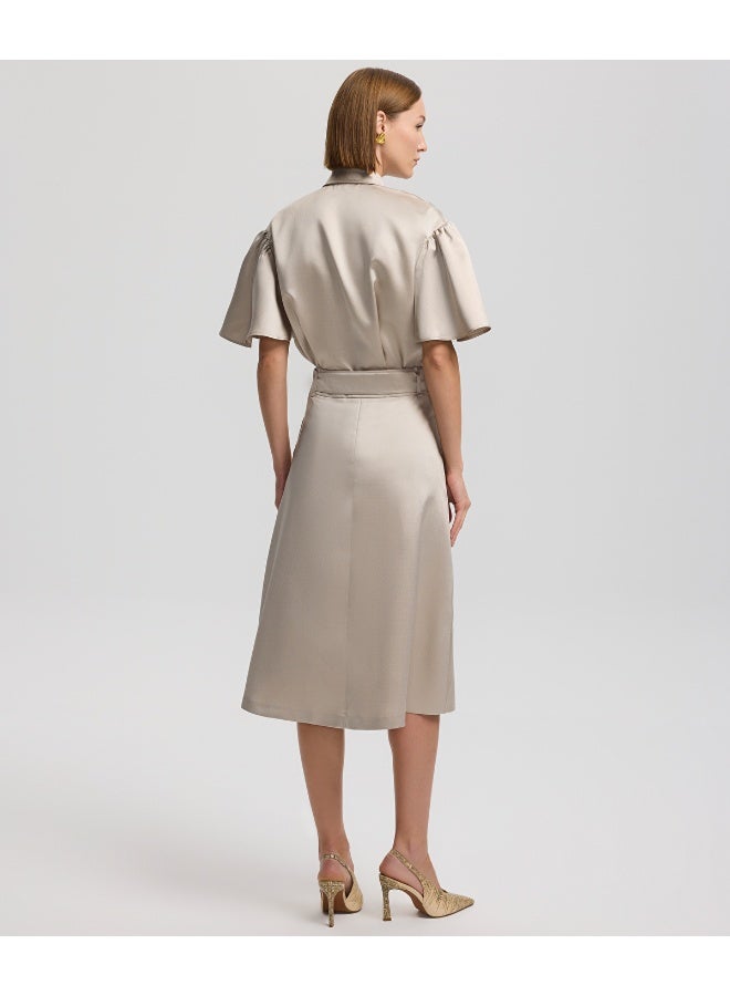 ابيكول تنورة ساتان بحزام - Image 3