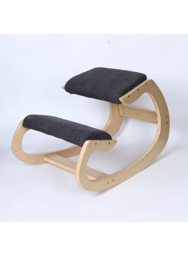 Generic Ergonomic Upright Posture Kneeling Chair - Rocking Kneeling Stool/Church Stool/Prayer Stool for Home, Office and Meditation - Wood and Linen Cushion - Relieves Back and Neck Pain and Improves Posture (self-assembly required) - Image 1