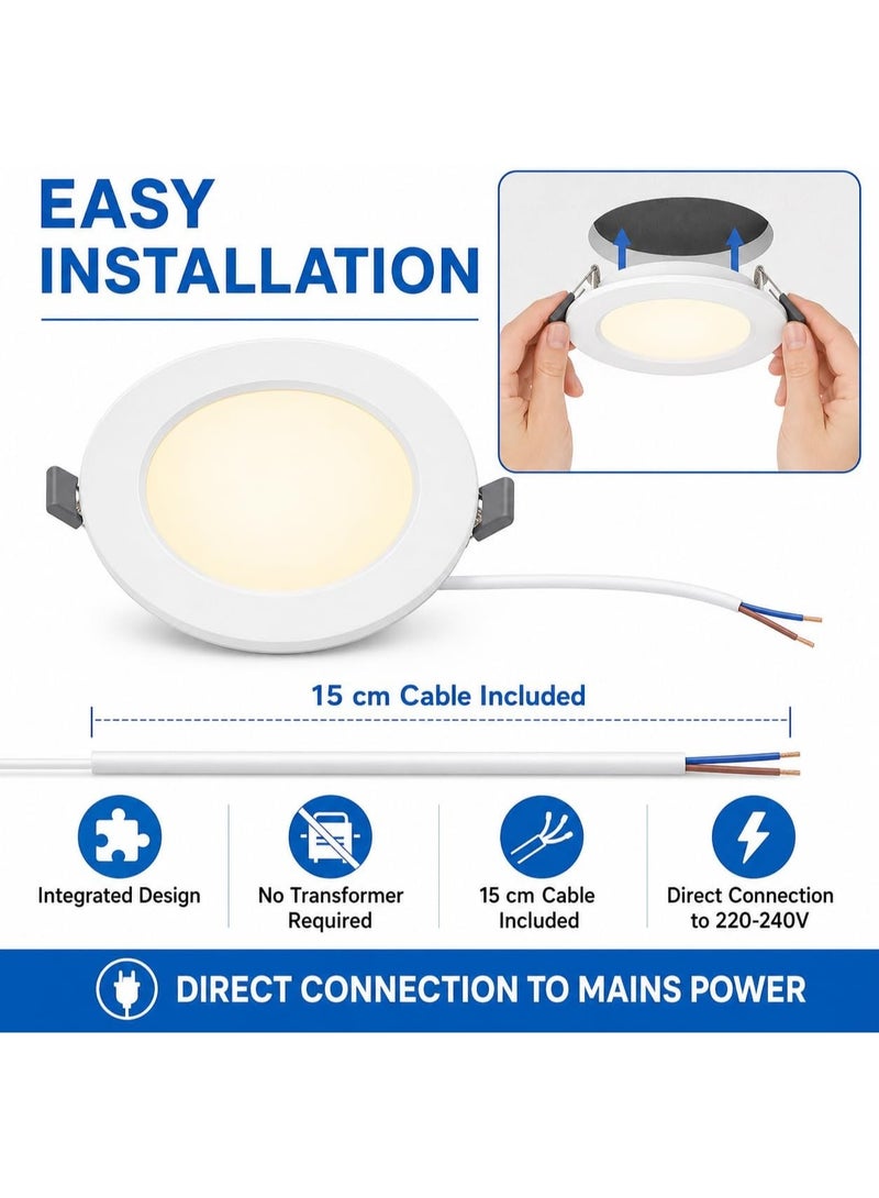Lynacz Original LED Slim Downlights 9W, Recessed Ceiling Light, Outer Diameter 120mm, Cutout 105mm, 3000K Warm White, Non-Dimmable, 220-240V, 4 Pack, - Image 5