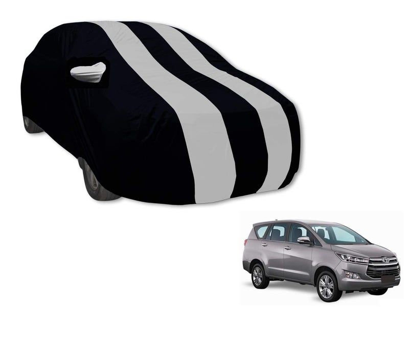 Auto Hub Car Cover Compatible with Innova Crysta with Mirror Pocket, Weather Proof, Triple Stitched, Innova Crysta Car Cover- Navy-Silver - Image 1