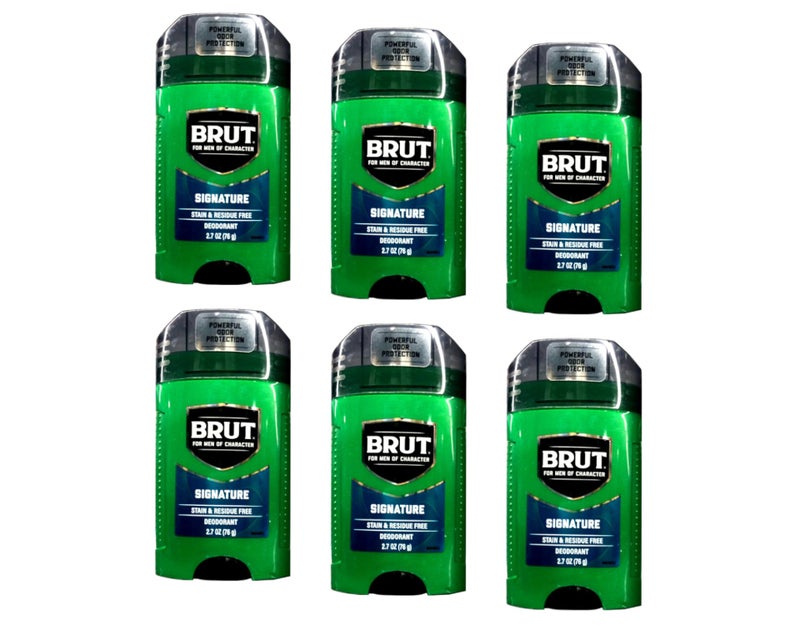 Brut Signature Deodorant â€“ Stain & Residue Free, Powerful Odor Protection, 2.7 oz (76 g) (Pack of 6) - Image 1