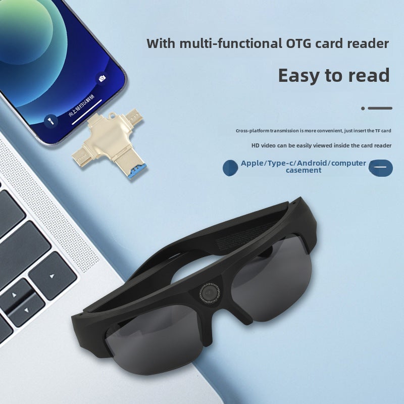 Smart Head-Mounted Sports Glasses 256GB Bluetooth Black 32G (four-in-one card reader) Black 32G (four-in-one card reader)