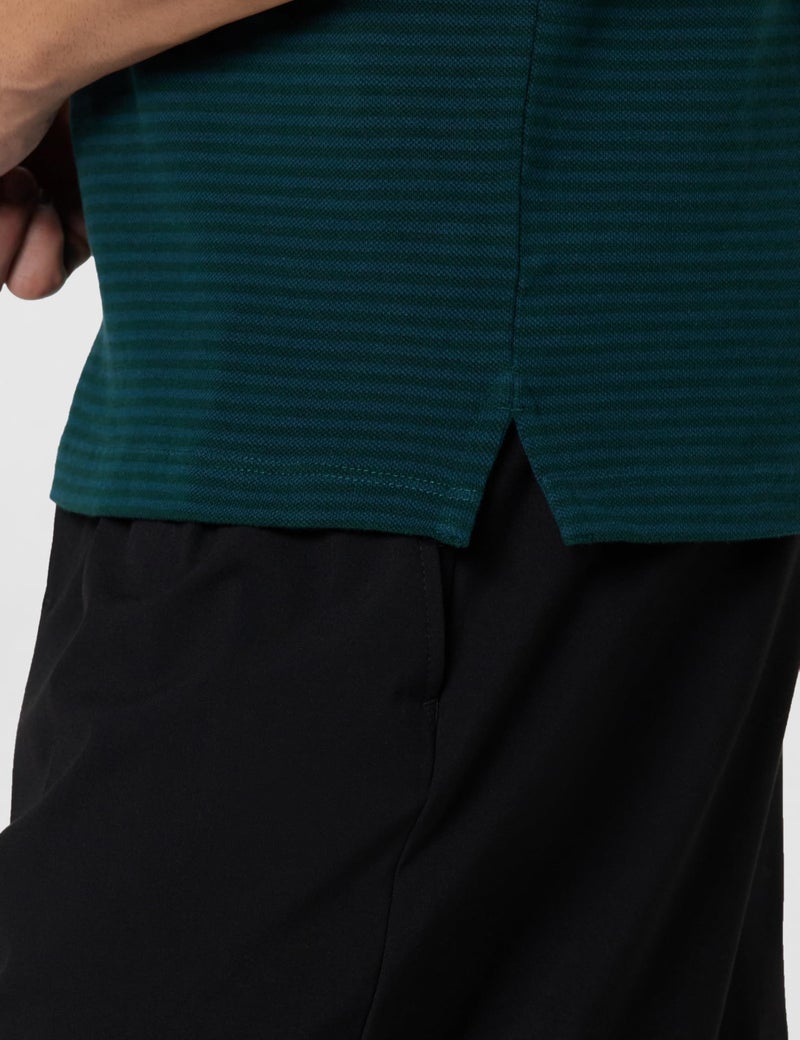 Peter England Men's Cotton-Polyester Fine Stripe Polo Shirt – Casual Wear | Sleek & Comfortable Dark Green - Image 5