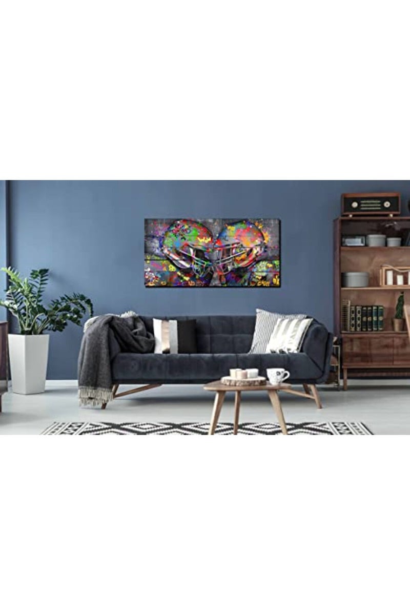 SIXTTART Graffiti Rugby Sports Posters Canvas Wall-Art - American Football Sport for Boy's Room Wall Decor - Football Poster Ready to Hang Size 40" x 20" - Image 3