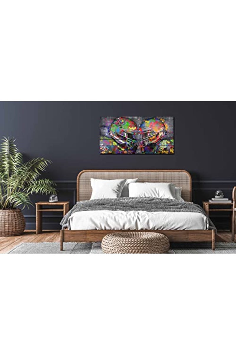SIXTTART Graffiti Rugby Sports Posters Canvas Wall-Art - American Football Sport for Boy's Room Wall Decor - Football Poster Ready to Hang Size 40" x 20" - Image 2