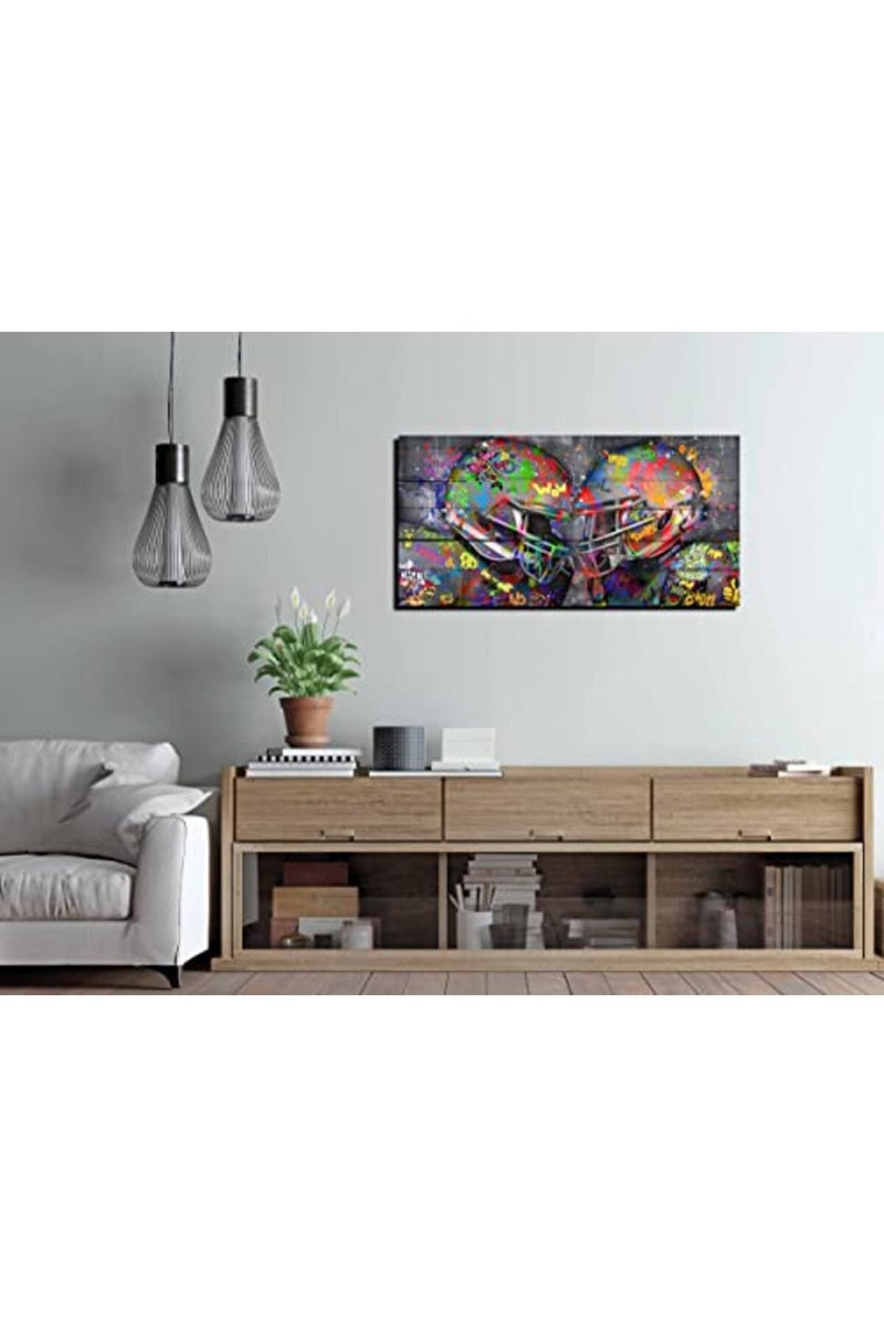 SIXTTART Graffiti Rugby Sports Posters Canvas Wall-Art - American Football Sport for Boy's Room Wall Decor - Football Poster Ready to Hang Size 40" x 20" - Image 5