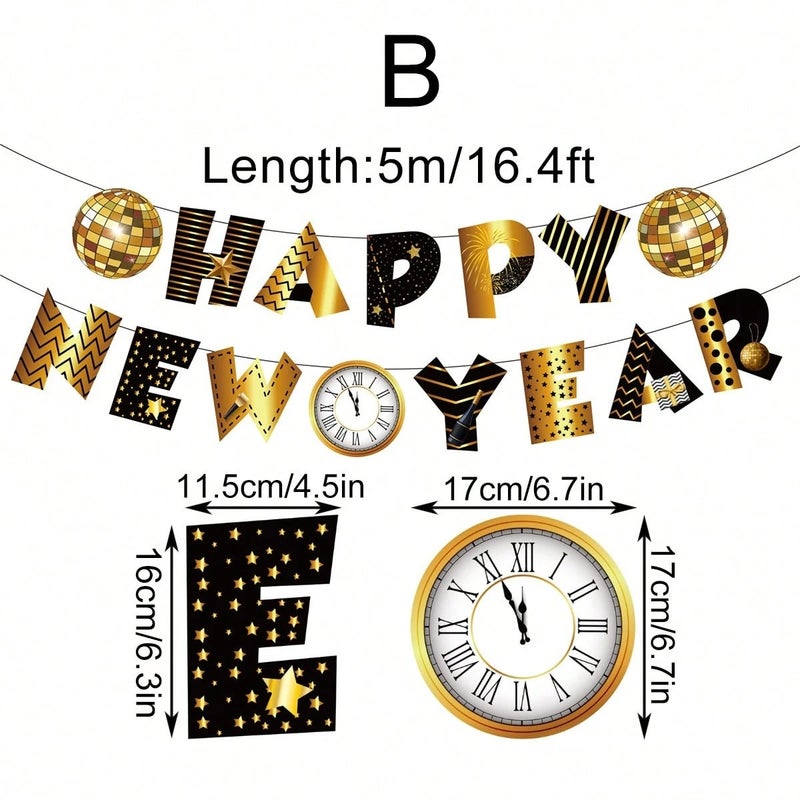 Happy New Year 2026 Party Garland – Black & Gold Letter Banner 5m – Festive Decoration for Celebrations & Events - New Year 2026 - Image 3