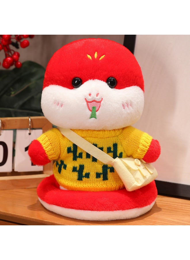 Year Of The Snake Mascot Doll Zodiac Snake Plush Toy Dress Snake Baby Doll Annual Meeting Gift Year Gift-Specifications:Cactus + Small Bag + Red Snake Baby-Color:Add Portable Gift Box  - Image 1