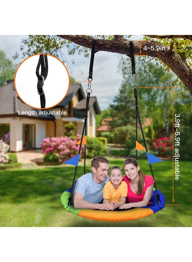 PACEARTH 40'' Saucer Tree Swing Flying 660lb Weight Capacity 2 Added Hanging Straps Adjustable Multi-Strand Ropes Colorful Safe and Durable Swing Seat for Children Adults - Image 5