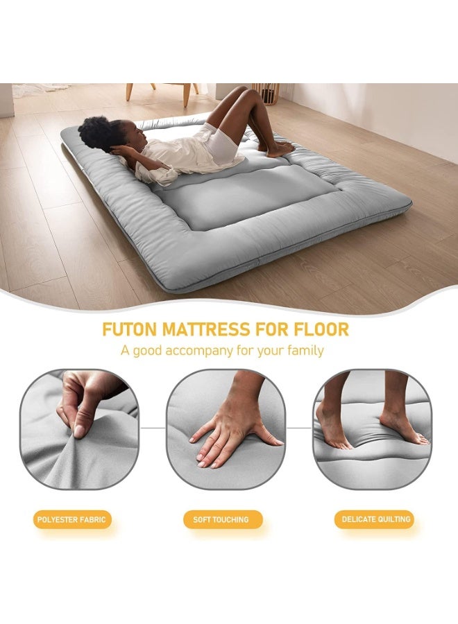 LIODUX Japanese Floor Futon Mattress, Sleeping Pad Foldable Roll Up Dormitory Mattress Pad, Thicken Daybed Futon, Guest Tatami Mat, Sleeping Floor Lounger Bed Couche Sofa, TWIN, Single - Image 5