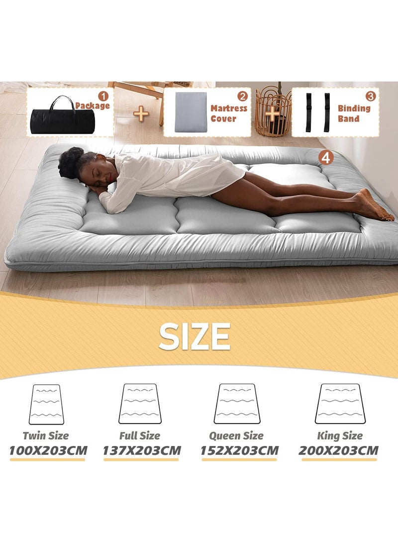 LIODUX Japanese Floor Futon Mattress, Sleeping Pad Foldable Roll Up Dormitory Mattress Pad, Thicken Daybed Futon, Guest Tatami Mat, Sleeping Floor Lounger Bed Couche Sofa, TWIN, Single - Image 3