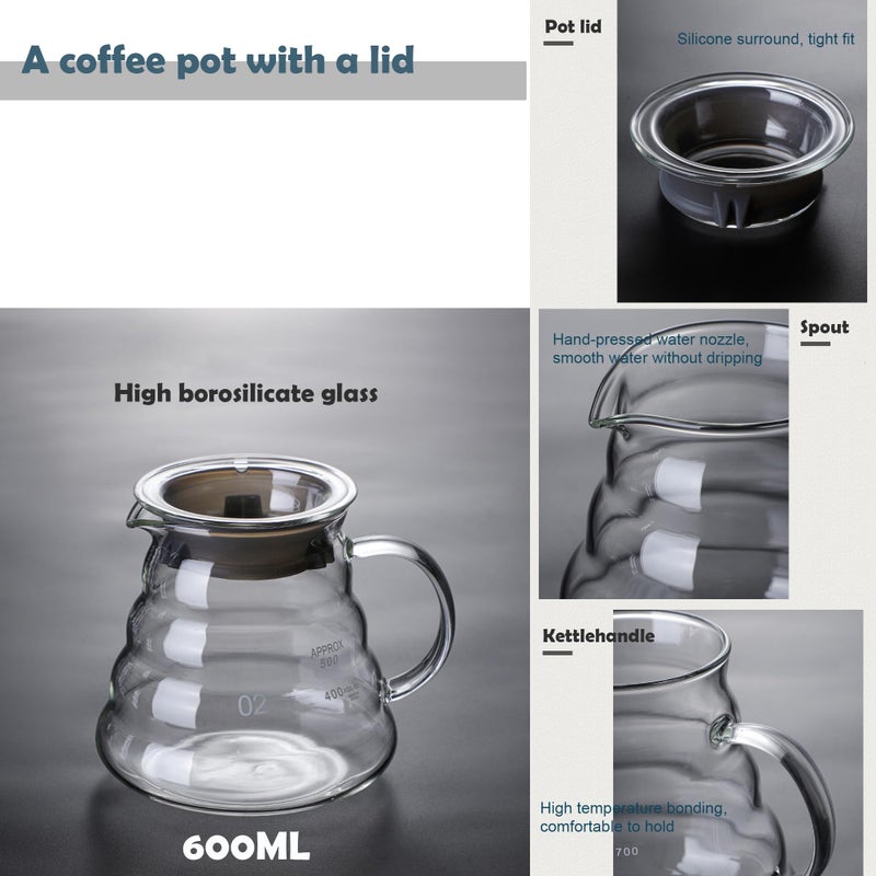 dolljojo Pour Over Coffee Maker Set, Includes 20oz Coffee Dripper Server, Gooseneck Kettle, V60 Coffee Dripper With Bamboo Holder,100 Paper Filters,For 2-4cups coffee (Black Kettle Set) - Image 4