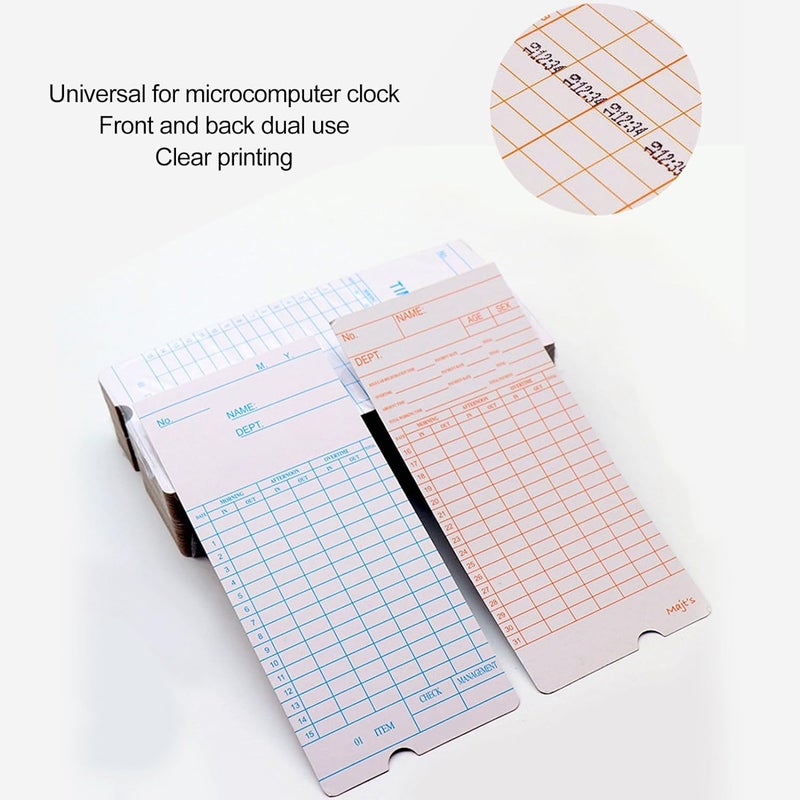100 Pcs Time Card 7.09x3.27in Double Sided Microcomputer Attendance Machine Card for Company with Clear Layout and Premium Paper for Any Workplace - Image 4