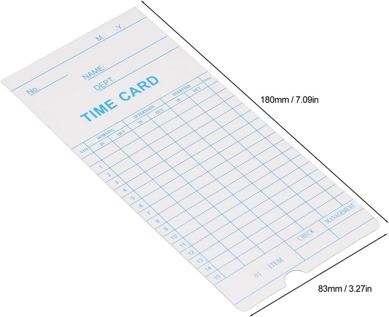100 Pcs Time Card 7.09x3.27in Double Sided Microcomputer Attendance Machine Card for Company with Clear Layout and Premium Paper for Any Workplace - Image 2