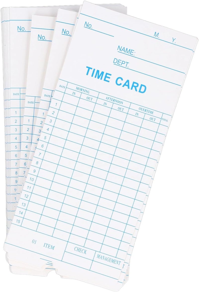 100 Pcs Time Card 7.09x3.27in Double Sided Microcomputer Attendance Machine Card for Company with Clear Layout and Premium Paper for Any Workplace - Image 1