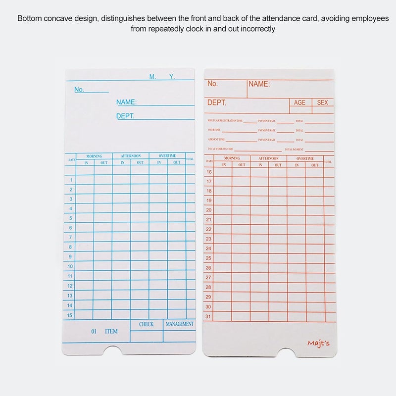 100 Pcs Time Card 7.09x3.27in Double Sided Microcomputer Attendance Machine Card for Company with Clear Layout and Premium Paper for Any Workplace - Image 5