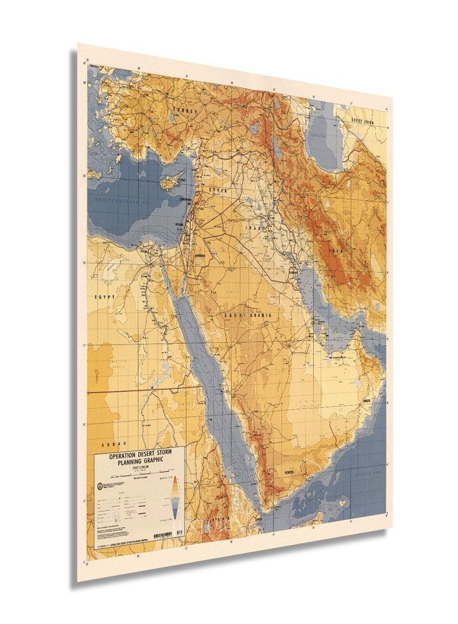 HISTORIX 1991 Operation Desert Storm Map - 24x24 Inch Operation Desert Storm Planning Graphic - Middle East Map - Persian Gulf War Map - Iraq Kuwait Saudi Arabia Map - Desert Storm Poster - Image 1