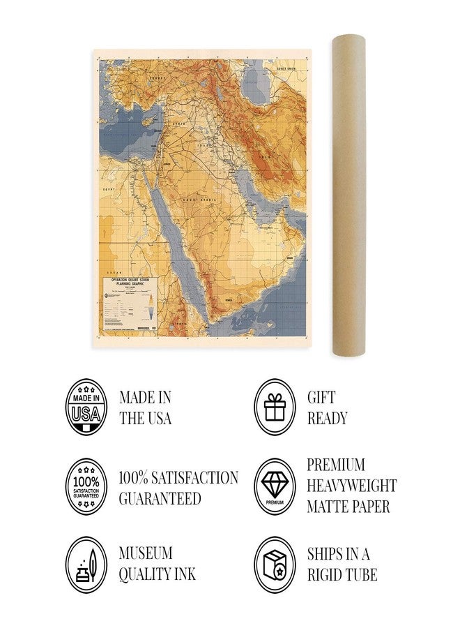 HISTORIX 1991 Operation Desert Storm Map - 24x24 Inch Operation Desert Storm Planning Graphic - Middle East Map - Persian Gulf War Map - Iraq Kuwait Saudi Arabia Map - Desert Storm Poster - Image 4