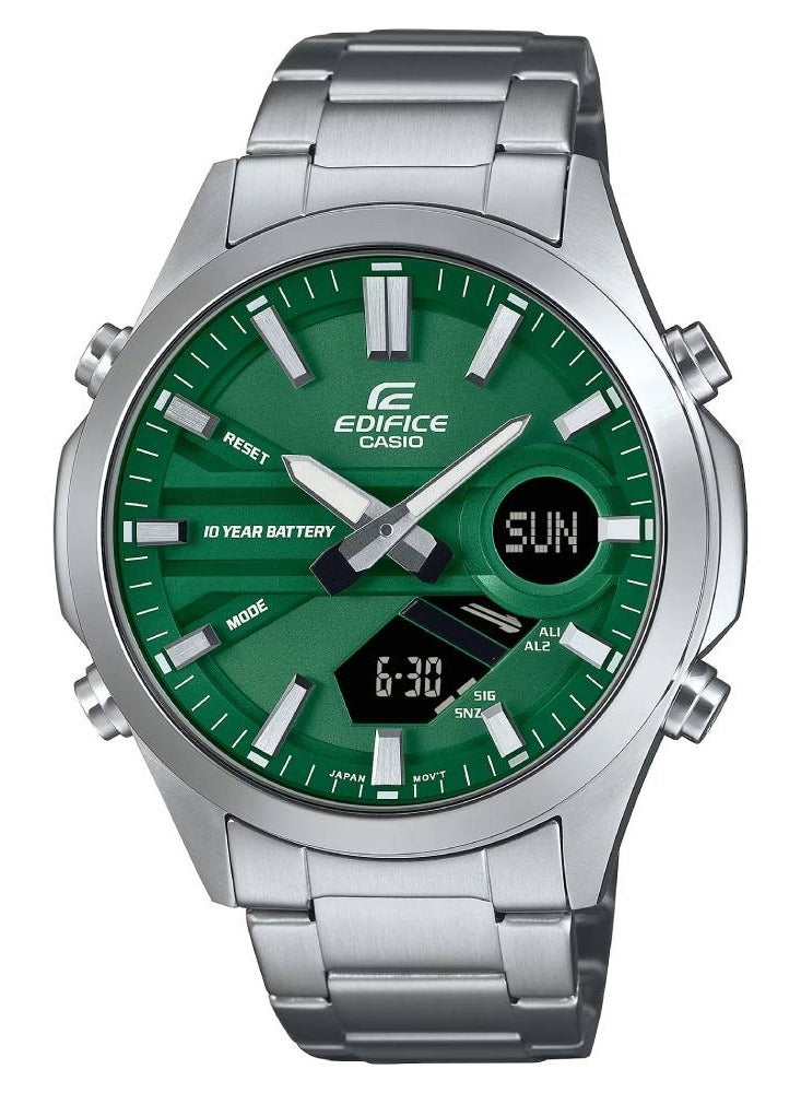 CASIO ساعة يد للرجال من إيديفيس EFV-C120D-3AVDF أنالوج-ديجيتال من الفولاذ المقاوم للصدأ