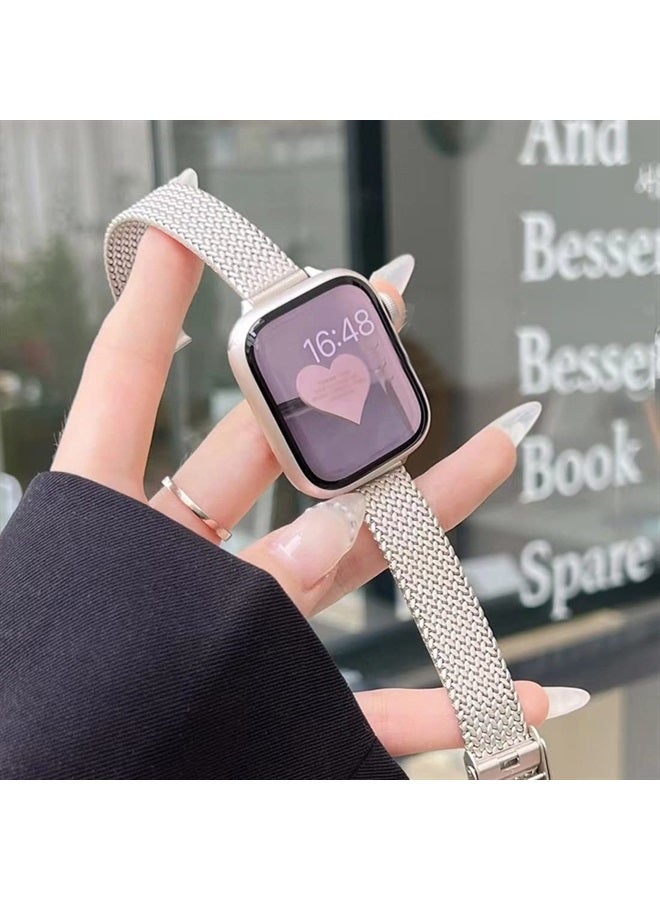 Gah compatible with Apple Watch Band 38mm 40mm 41mm Stainless Steel Strap Metal Braided Mesh Milanese Loop Wristband for iWatch Band Series 8 7 6 5 4 3 2 1 SE for Men Women[Double Insurance Buckle] - Image 5