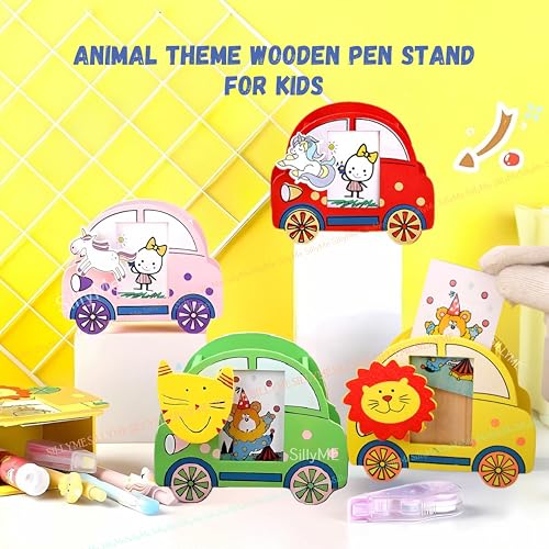 SILLYME 12pcs Return gifts birthday party for Kids - Car shaped Wooden Pencil Holder with Photo Frame - birthday return gift for kids age 6-10 6-12 10-12 - return gifts for kids birthday party - Image 2