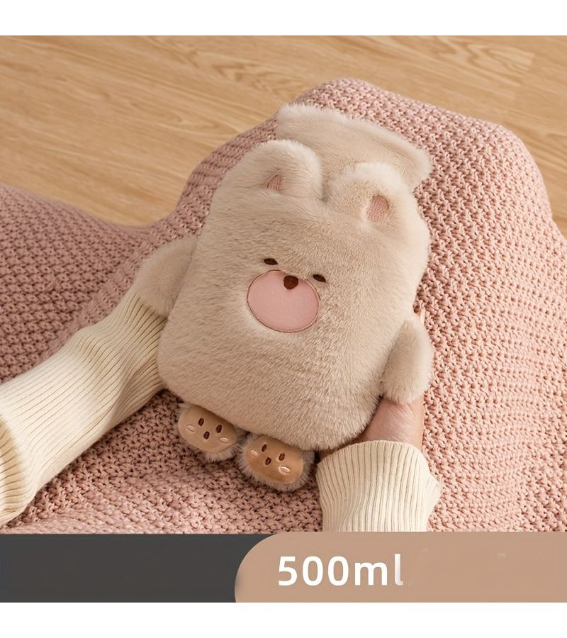 Pink Little Feet Cartoon Plush Hot Water Bottle Detachable Washable Cute Warm Hands Pain Relief - Image 2