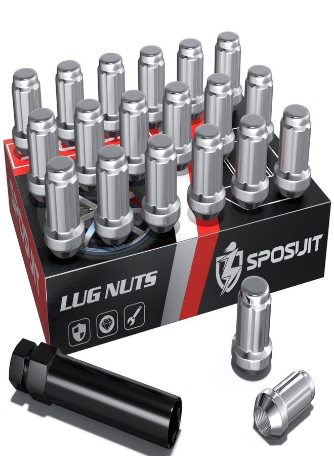 Sposuit M12x1.5 Spline Lug Nuts - Replacement for 2020-2023 Mazda CX-30, 2013-2024 CX-5, 2004-2021 Mazda 3, 2003-2021 Mazda 6 - Closed End Chrome Lug Nut with Socket(20 Pcs) - Image 1