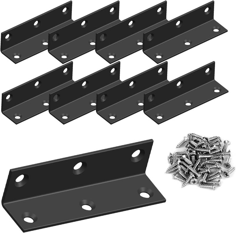 Zikra L Bracket, Heavy Duty Corner Brace, 3.2inch Stainless Steel Shelf Bracket, Black Large Corner Brackets, Metal Braces for Wood - Image 1