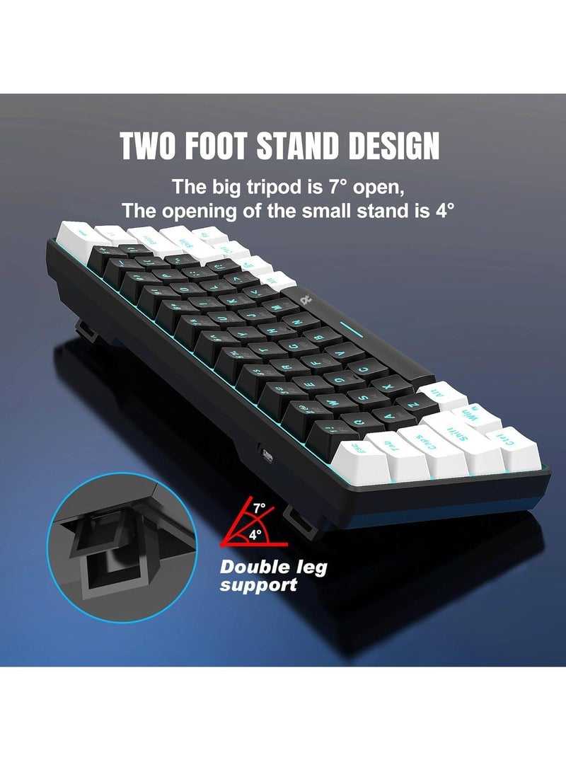 DUNISO Wired 60% Mechanical Gaming Keyboard, Blue Switch Full Anti Ghosting Portable Mini Keyboard, For Windows Laptop PC Mac (White Black Ice) - Image 3