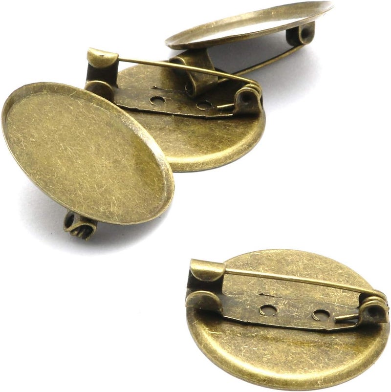 RuiLing 100pcs 2.5cm Bronze Brooch Clasps Pin Disk Base Disc Blank Thicken Cabochon Trays for Badge DIY Jewelry Craft Making Decoration Accessories - Image 1