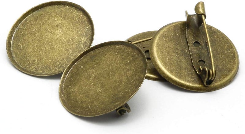 RuiLing 100pcs 2.5cm Bronze Brooch Clasps Pin Disk Base Disc Blank Thicken Cabochon Trays for Badge DIY Jewelry Craft Making Decoration Accessories - Image 2