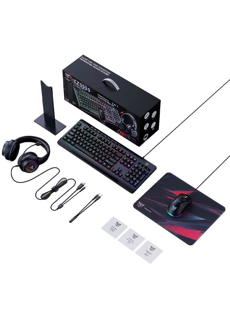 onikuma ONIKUMA TZ5006 5 in 1 Combo Gaming Set - Mouse/Keyboard/Headset/Headset stand/ Mousepad  - Image 1