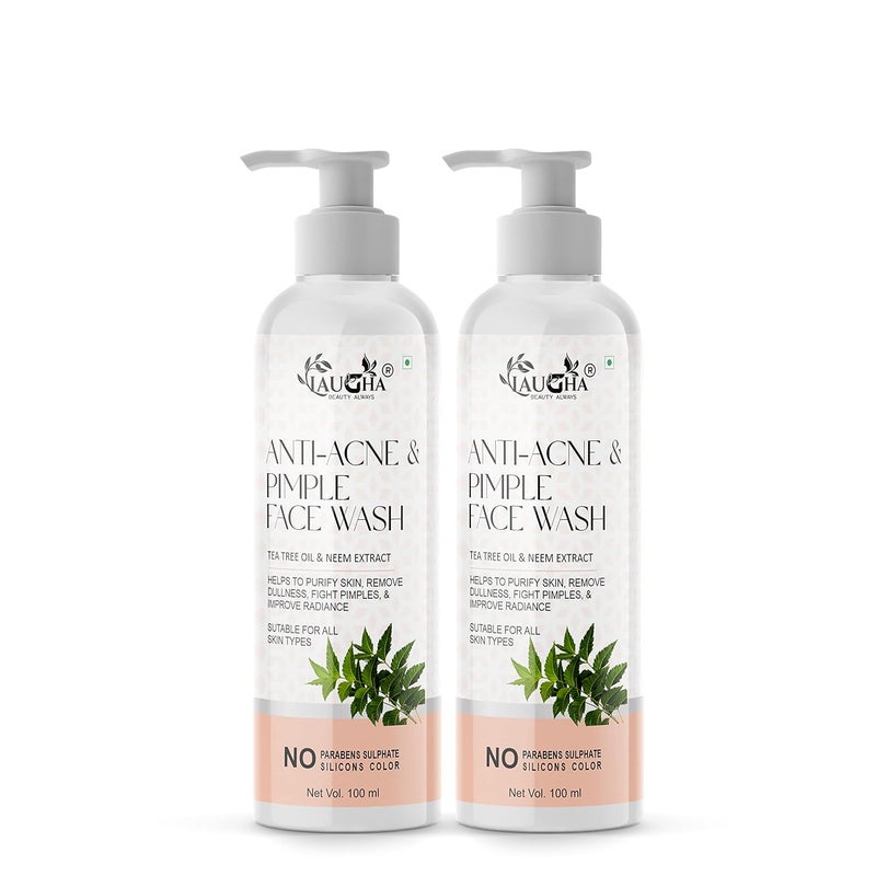 Laugha Laugha Anti Acne  Pimple face Wash for Oil Control Pimples Marks Removal and Glowing Skin for Bright Clear Skin with Tea Tree Oil  Neem  Aloe Vera Aloe Vera Pack of 2 200 ml - Image 1