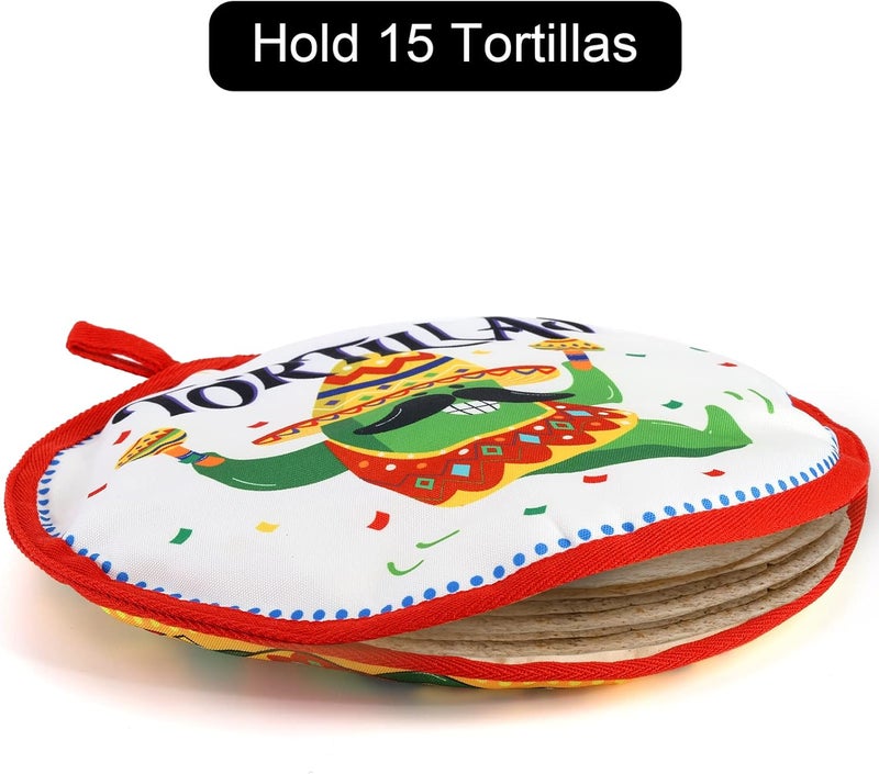 Coloch 3 Pack Tortilla Warmer Pouch, 12" Insulated Cloth Taco Warmer Holder, Keeps Warm for Corn Flour Tortillas, Taco Tuesday Night, Naan, Pancake, Flat Bread, Microwave/Oven Safe - Image 4