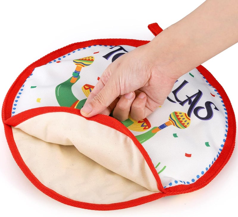 Coloch 3 Pack Tortilla Warmer Pouch, 12" Insulated Cloth Taco Warmer Holder, Keeps Warm for Corn Flour Tortillas, Taco Tuesday Night, Naan, Pancake, Flat Bread, Microwave/Oven Safe - Image 3