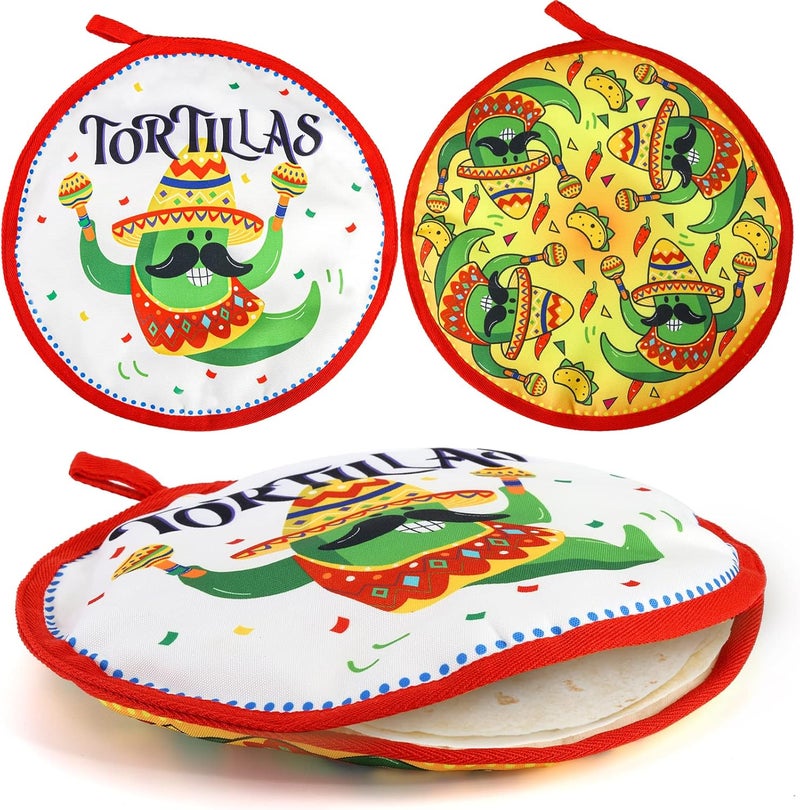 Coloch 3 Pack Tortilla Warmer Pouch, 12" Insulated Cloth Taco Warmer Holder, Keeps Warm for Corn Flour Tortillas, Taco Tuesday Night, Naan, Pancake, Flat Bread, Microwave/Oven Safe - Image 1