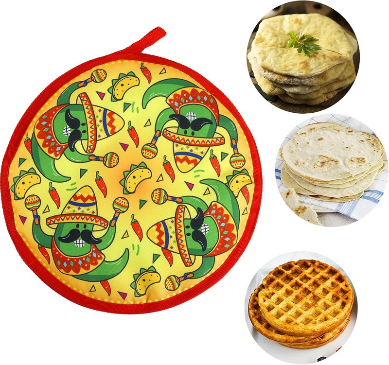 Coloch 3 Pack Tortilla Warmer Pouch, 12" Insulated Cloth Taco Warmer Holder, Keeps Warm for Corn Flour Tortillas, Taco Tuesday Night, Naan, Pancake, Flat Bread, Microwave/Oven Safe - Image 5