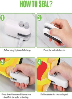 Oasisgalore Sealer Newly Upgraded Sealer Miniature and Small Thermal  Food Sealer USB Charging, Bag Sealer with Magnetic Base for Food Storage, White  - Image 5