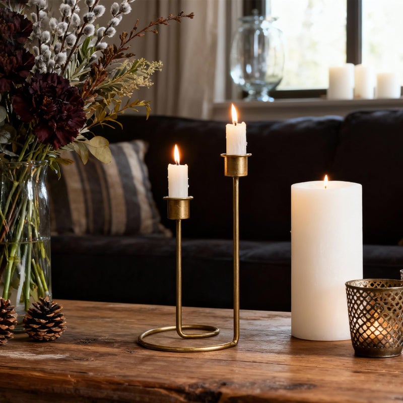 SUJUN Modern Twisted Metal Candle Holder, Gold Taper Candlestick Centerpiece for Table DÃ©cor, Wedding, Holiday & Housewarming Gift - Image 5