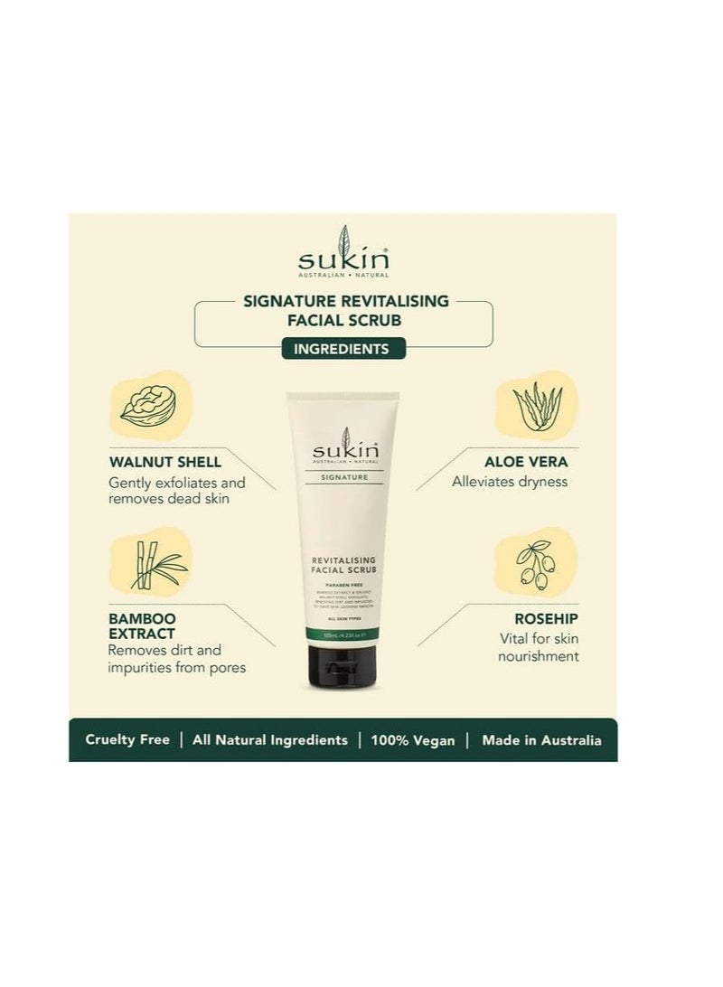 Sukin Signature Revitalising Facial Scrub | Walnut shell, Aloe vera, Bamboo extract and Rosehip For silky soft and Smooth skin | 100 % Vegan & Cruelty Free | Walnut Shell, Aloe Vera, Bamboo Extract, Rosehip, Silky Soft Skin, 125ml - Image 2