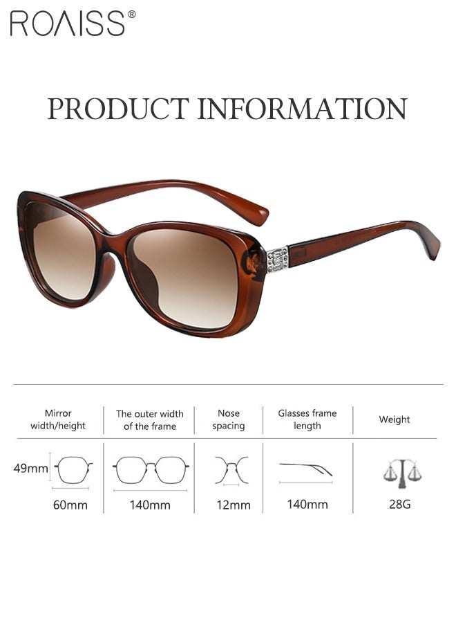 roaiss Women's Polarized Oval Sunglasses, UV400 Protection Sun Glasses with Brown PC Frame, Fashion Anti-glare Sun Shades for Women with Glasses Case, 60mm - Image 3