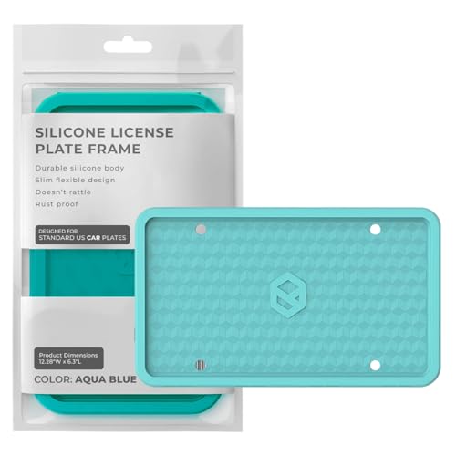 Rightcar Solutions Car Plate Frame Silicone License Plate Frame RustProof RattleProof WeatherProof License Plate Holder for Front or Rear Aqua Blue 1 Pack - Image 1