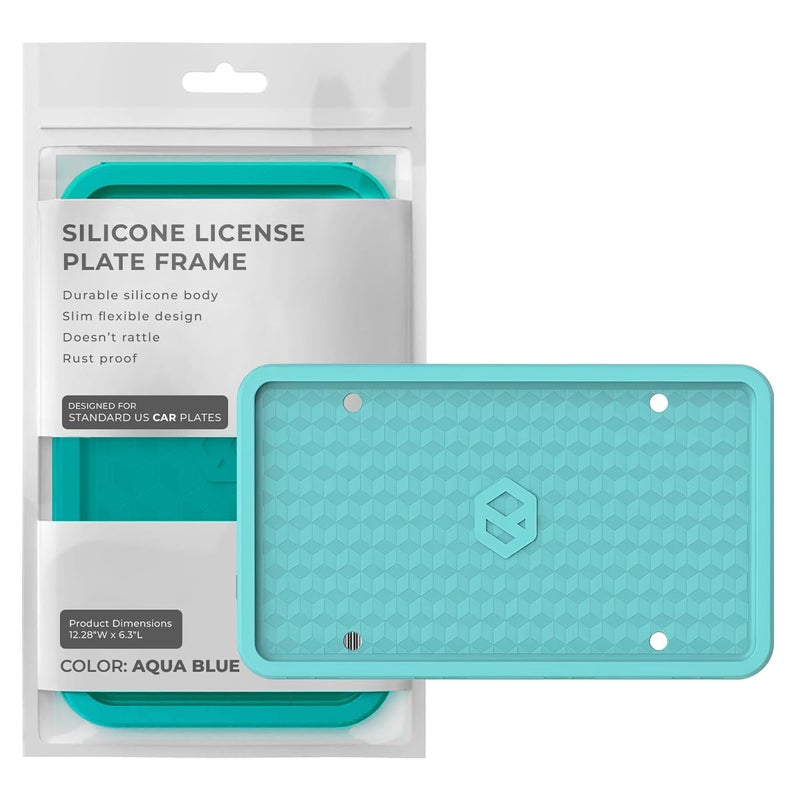 Rightcar Solutions Car Plate Frame Silicone License Plate Frame RustProof RattleProof WeatherProof License Plate Holder for Front or Rear Aqua Blue 1 Pack - Image 3