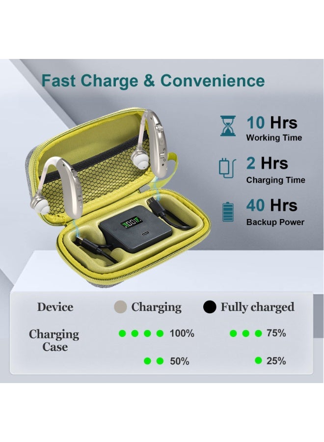 Rechargeable Hearing Aids (Pair) for Seniors, Behind-The-Ear BTE Ear Aid digital Personal sound amplification products devices with Noise Cancellation (Silver) - Image 2